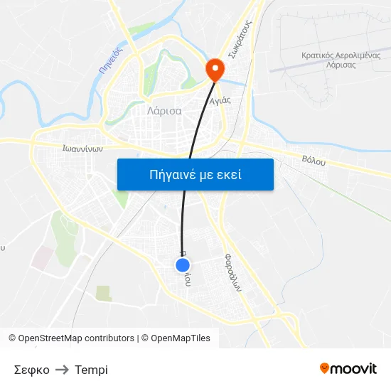 Σεφκο to Tempi map