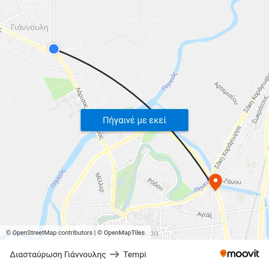 Διασταύρωση Γιάννουλης to Tempi map