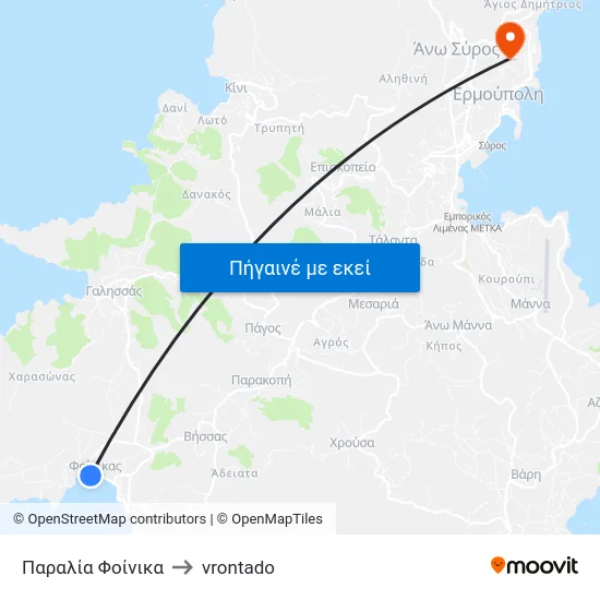 Παραλία Φοίνικα to vrontado map