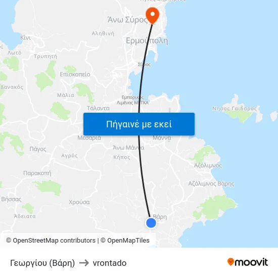 Γεωργίου (Βάρη) to vrontado map