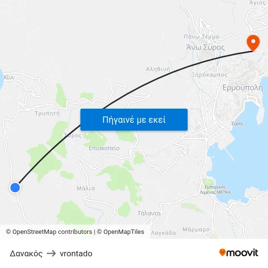 Δανακός to vrontado map