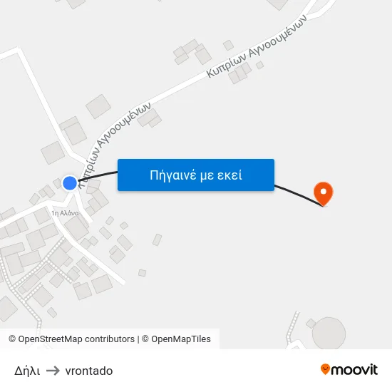 Δήλι to vrontado map