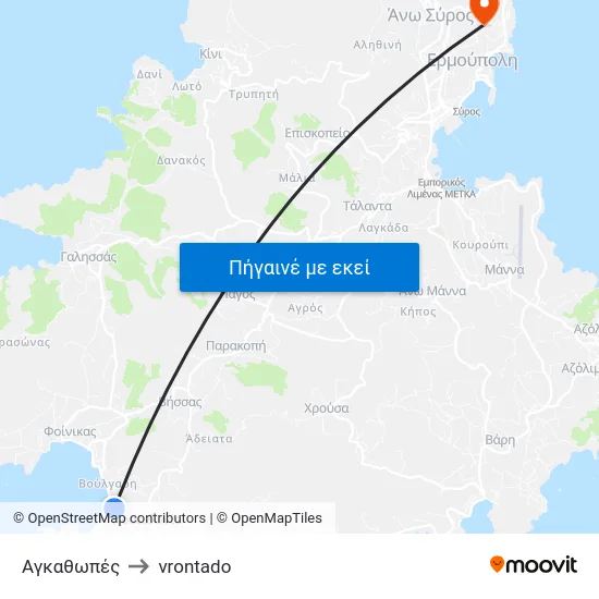 Αγκαθωπές to vrontado map