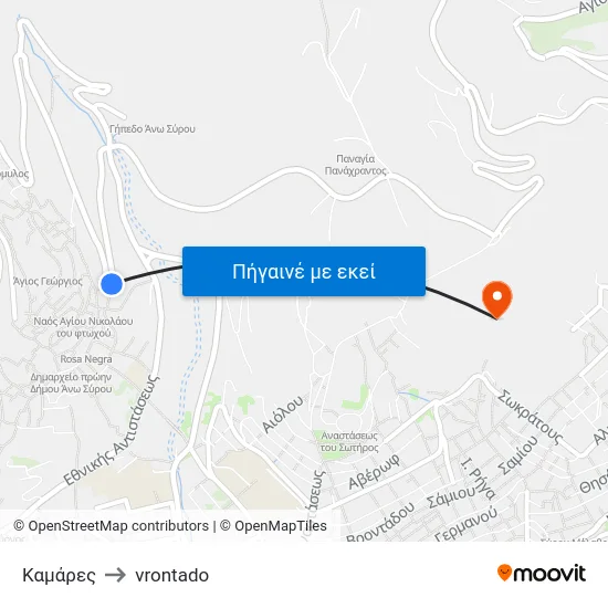 Καμάρες to vrontado map