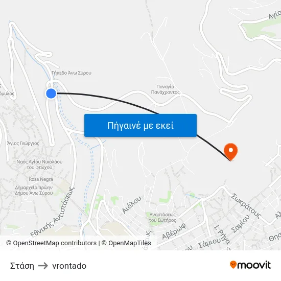 Στάση to vrontado map