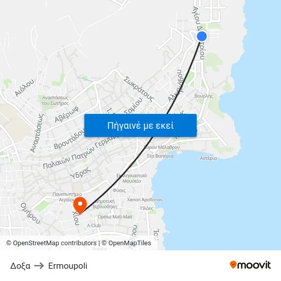 Δοξα to Ermoupoli map