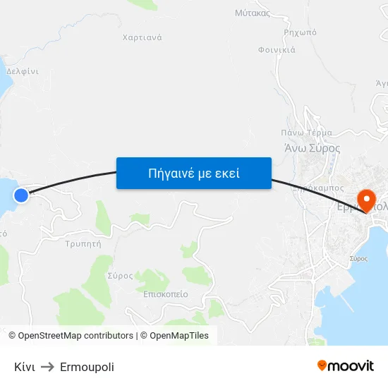 Κίνι to Ermoupoli map