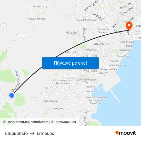 Επισκοπείο to Ermoupoli map