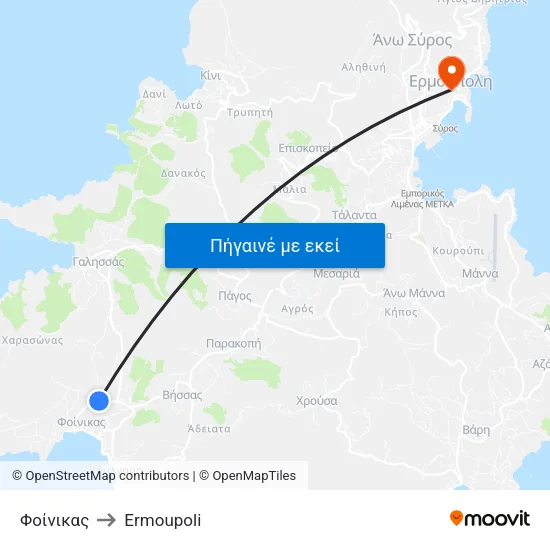 Φοίνικας to Ermoupoli map