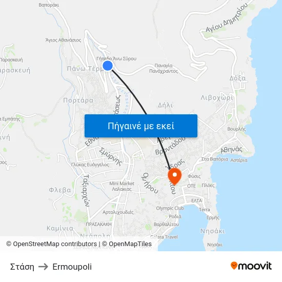 Στάση to Ermoupoli map