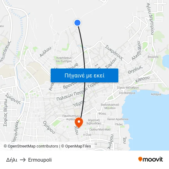 Δήλι to Ermoupoli map