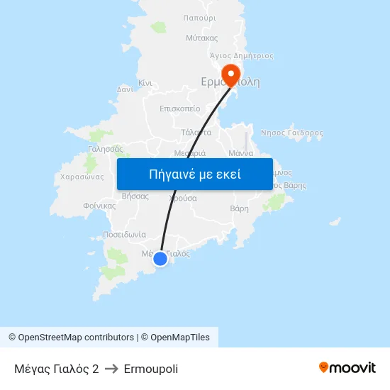Μέγας Γιαλός 2 to Ermoupoli map