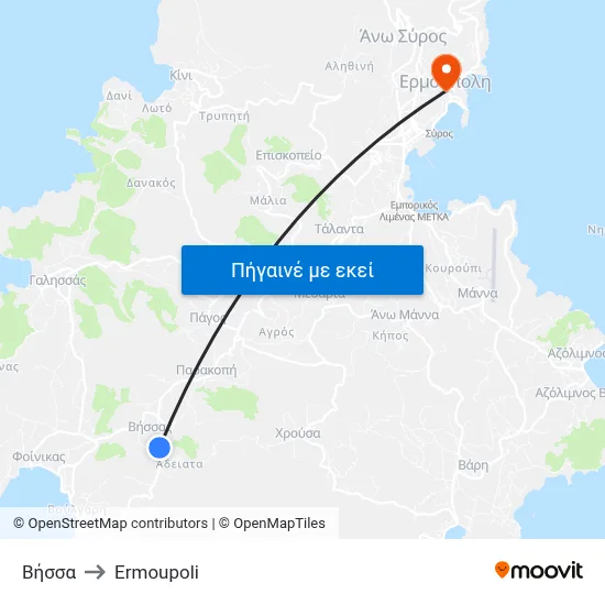 Βήσσα to Ermoupoli map