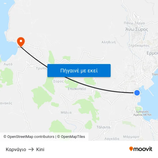 Καρνάγιο to Kini map