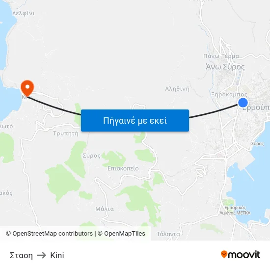 Σταση to Kini map