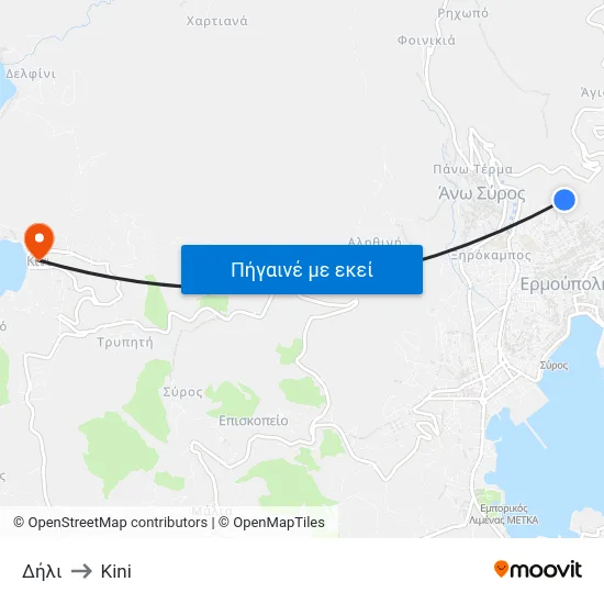 Δήλι to Kini map