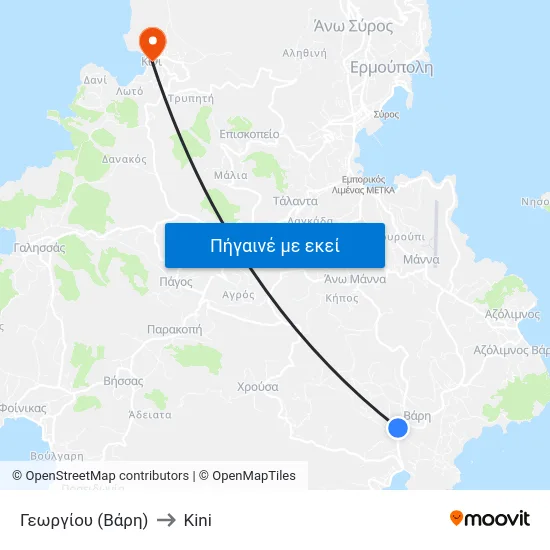 Γεωργίου (Βάρη) to Kini map