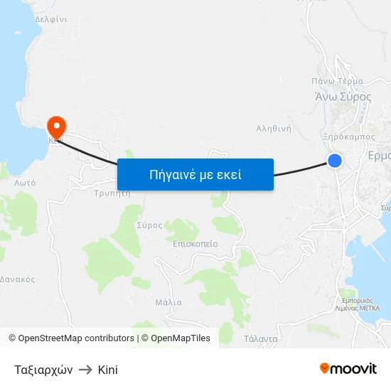 Ταξιαρχών to Kini map