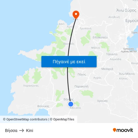 Βήσσα to Kini map