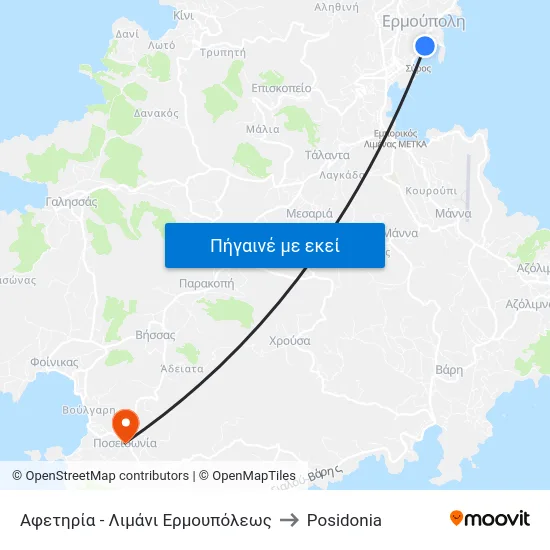 Αφετηρία - Λιμάνι Ερμουπόλεως to Posidonia map