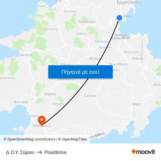 Δ.Ο.Υ. Σύρου to Posidonia map