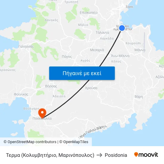 Τερμα (Κολυμβητήριο, Μαρινόπουλος) to Posidonia map