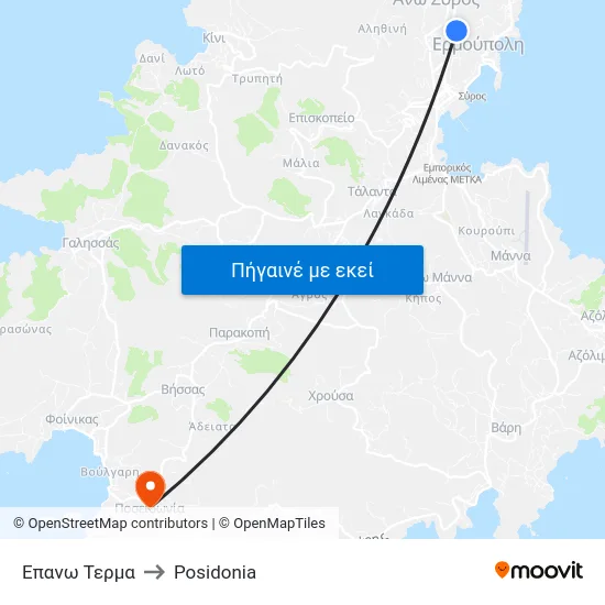 Επανω Τερμα to Posidonia map