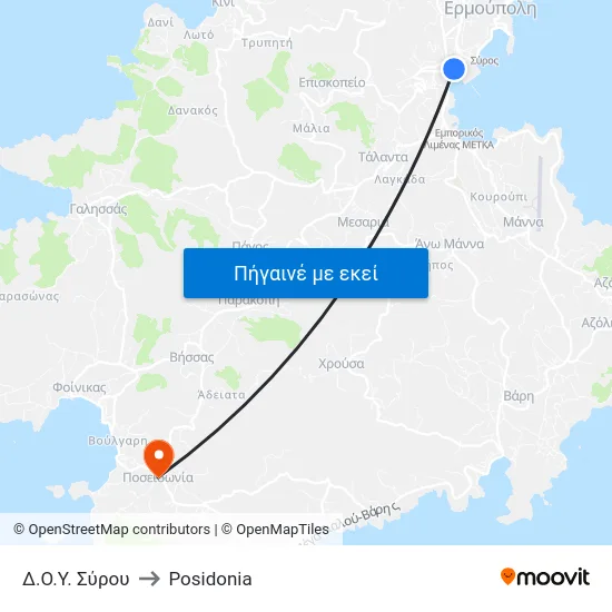 Δ.Ο.Υ. Σύρου to Posidonia map