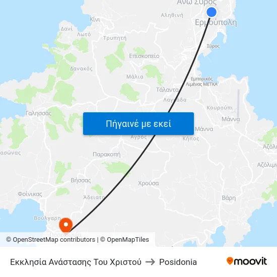 Εκκλησία Ανάστασης Του Χριστού to Posidonia map