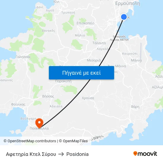 Αφετηρία Κτελ Σύρου to Posidonia map