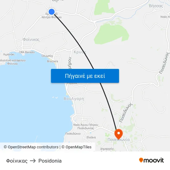 Φοίνικας to Posidonia map
