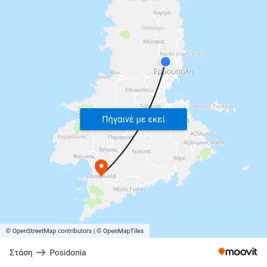 Στάση to Posidonia map