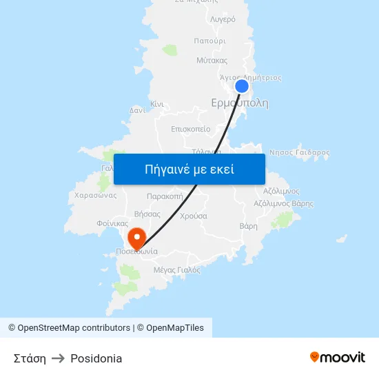 Στάση to Posidonia map