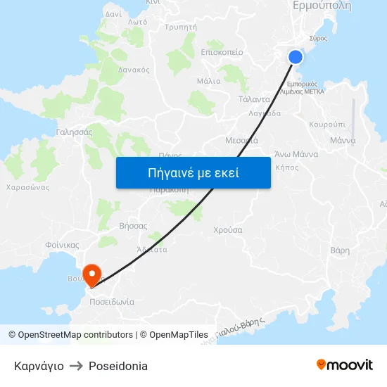 Καρνάγιο to Poseidonia map