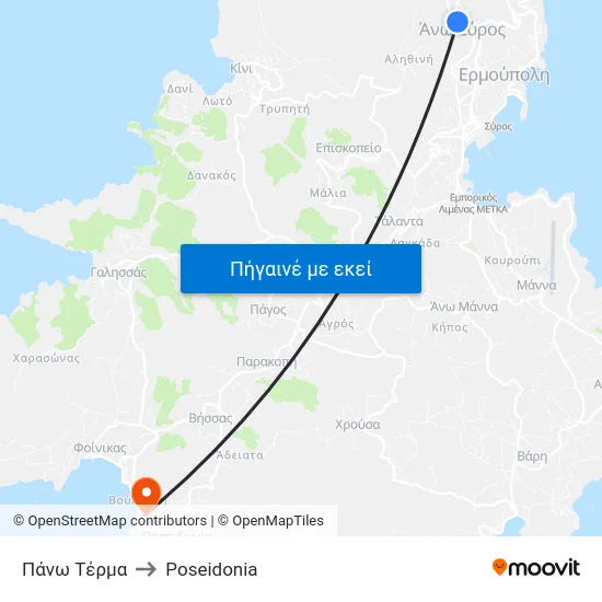 Πάνω Τέρμα to Poseidonia map