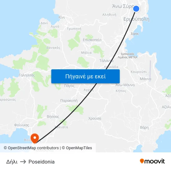 Δήλι to Poseidonia map