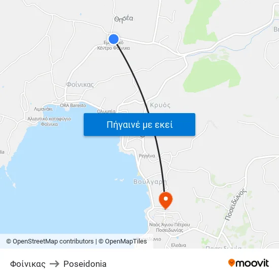 Φοίνικας to Poseidonia map