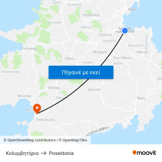 Κολυμβητήριο to Poseidonia map