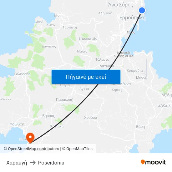 Χαραυγή to Poseidonia map