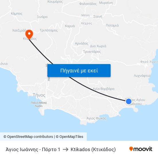 Άγιος Ιωάννης - Πόρτο 1 to Ktikados (Κτικάδος) map