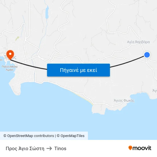 Προς Άγιο Σώστη to Tinos map