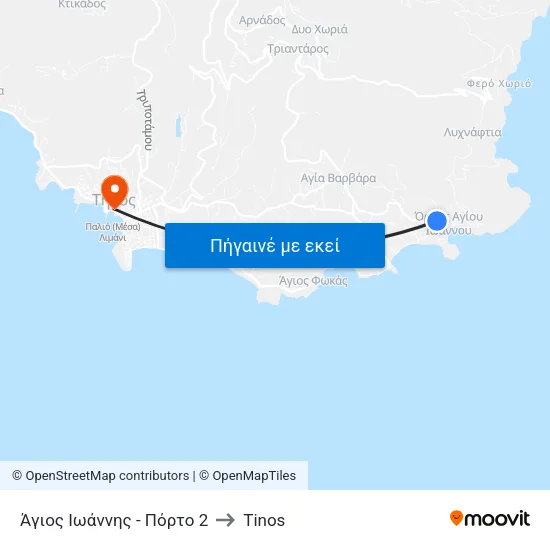 Άγιος Ιωάννης - Πόρτο 2 to Tinos map