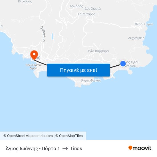 Άγιος Ιωάννης - Πόρτο 1 to Tinos map