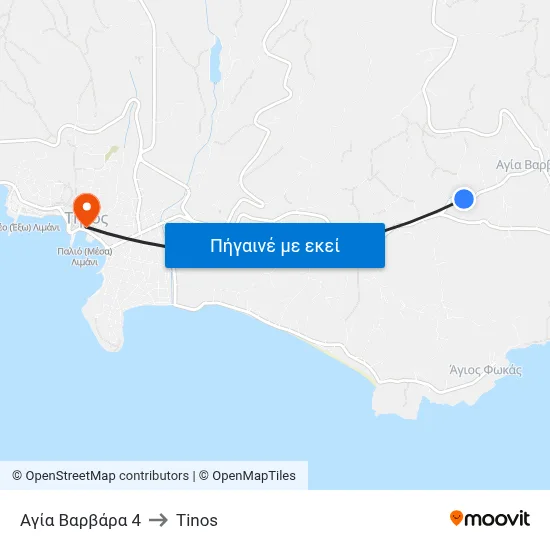 Αγία Βαρβάρα 4 to Tinos map