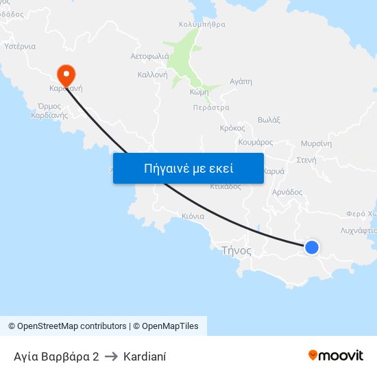 Αγία Βαρβάρα 2 to Kardianí map