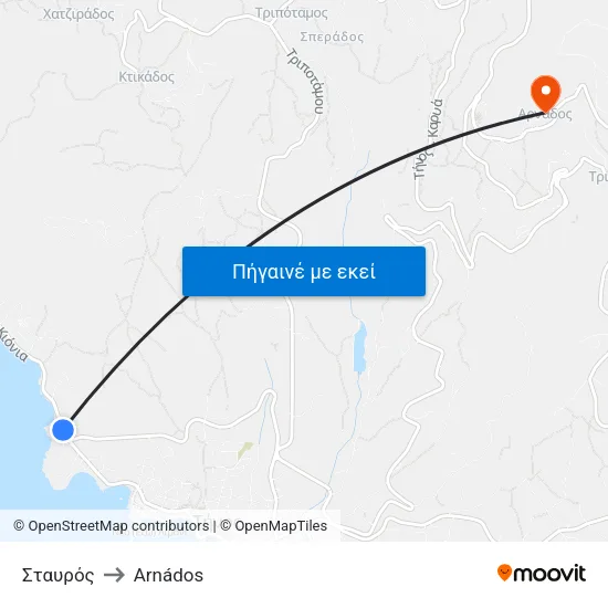 Σταυρός to Arnádos map