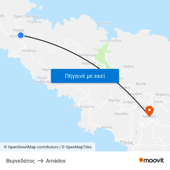 Βερνεδάτος to Arnádos map