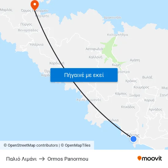 Παλιό Λιμάνι to Ormos Panormou map