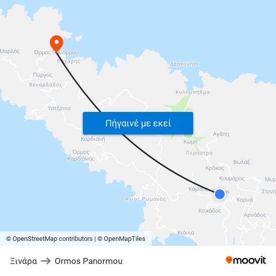 Ξινάρα to Ormos Panormou map