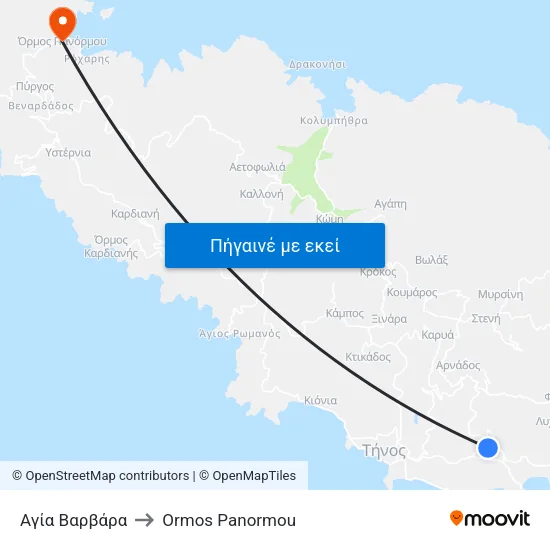 Αγία Βαρβάρα to Ormos Panormou map